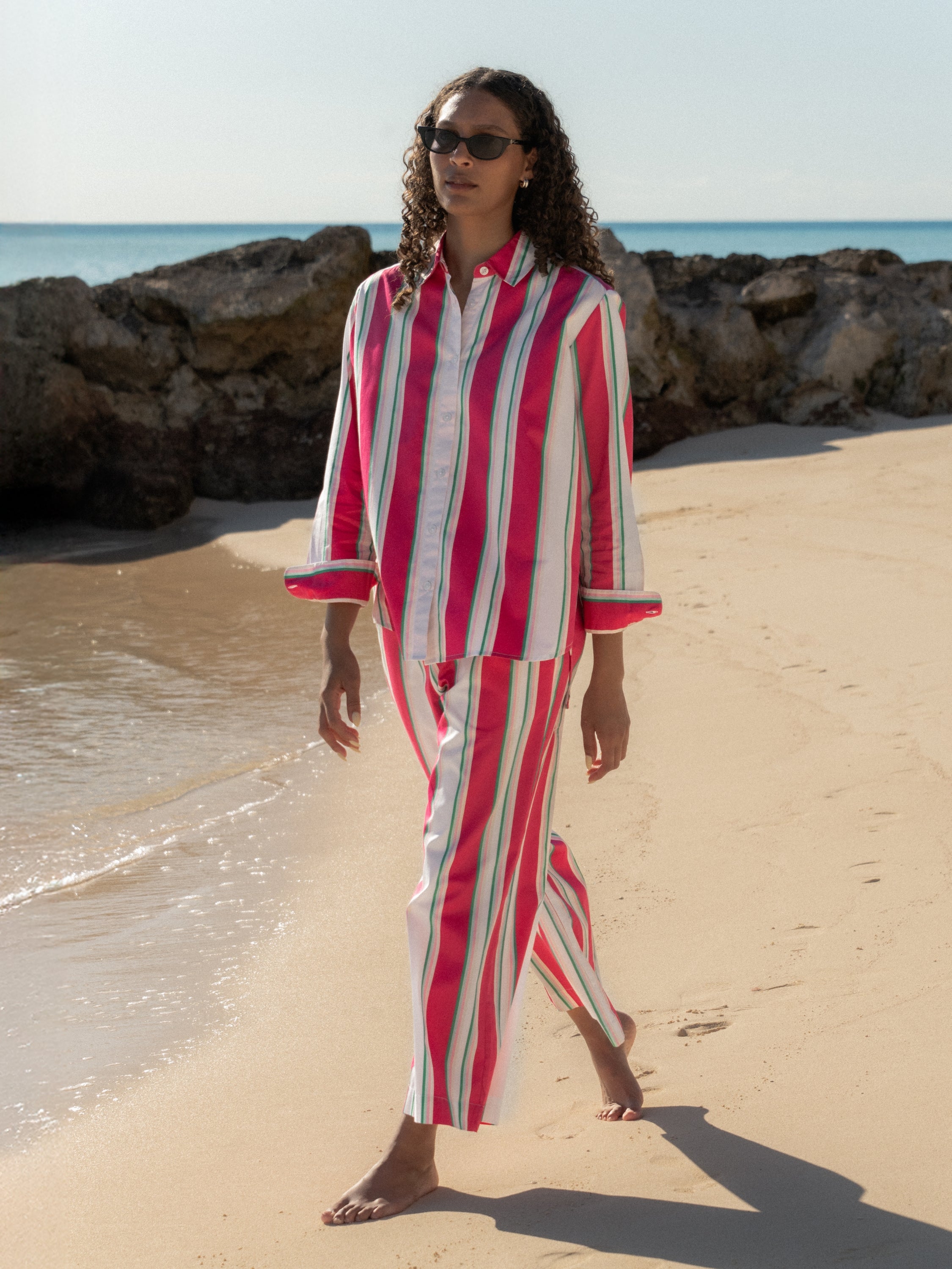 ALEXIS POPLIN HAVANA STRIPE CROP PANT VIEW 4 | Vacation Edit