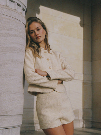 Structured Tweed Slim Fit Jacket