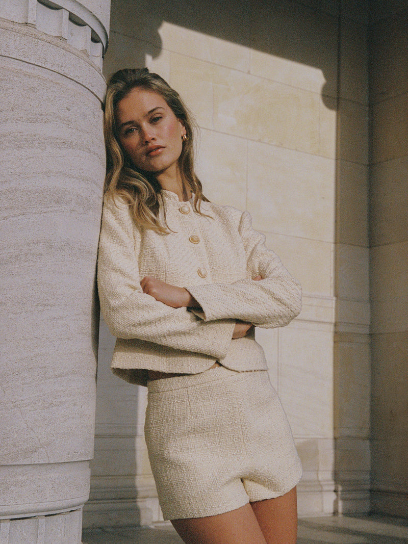 Structured Tweed Slim Fit Jacket