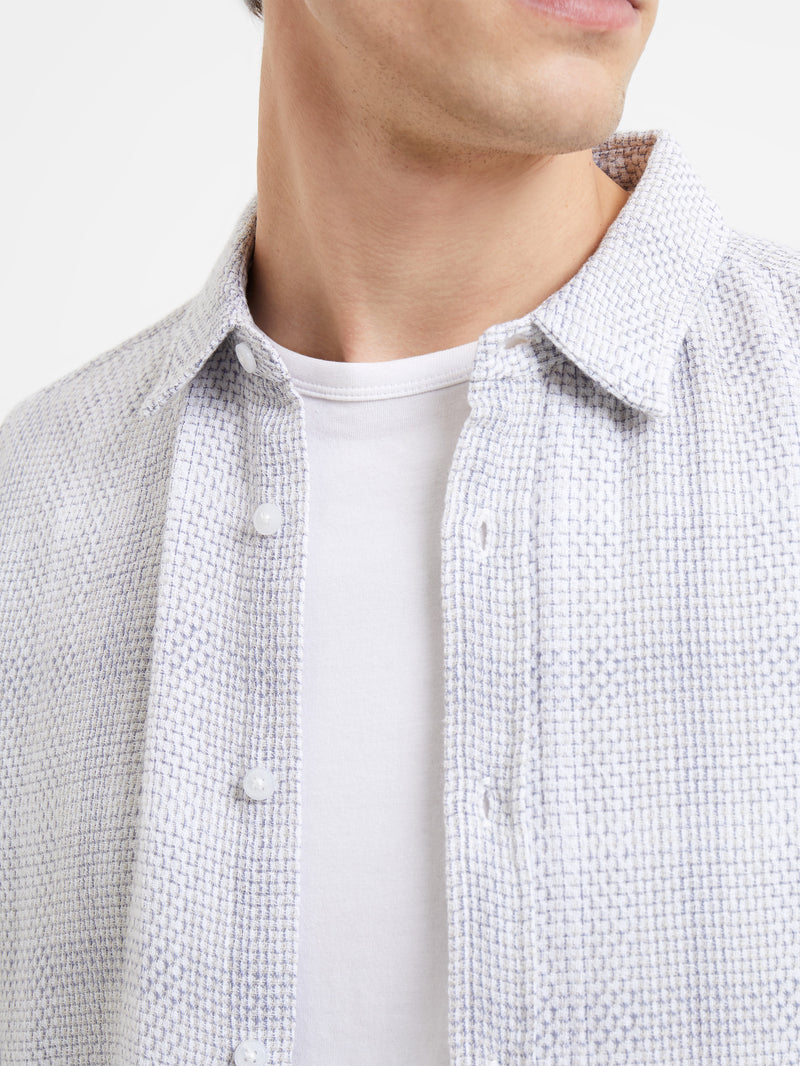 Berrow Dobby Cotton Shirt Linen White Multi | French Connection US