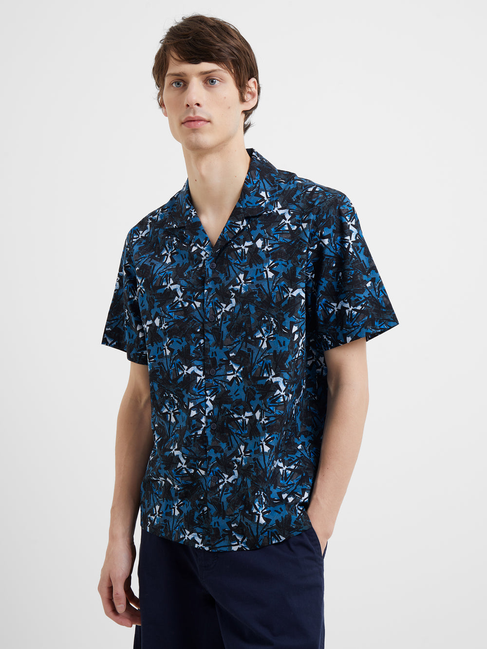Maenporth Cotton Shirt Blue Ashes Multi | French Connection US