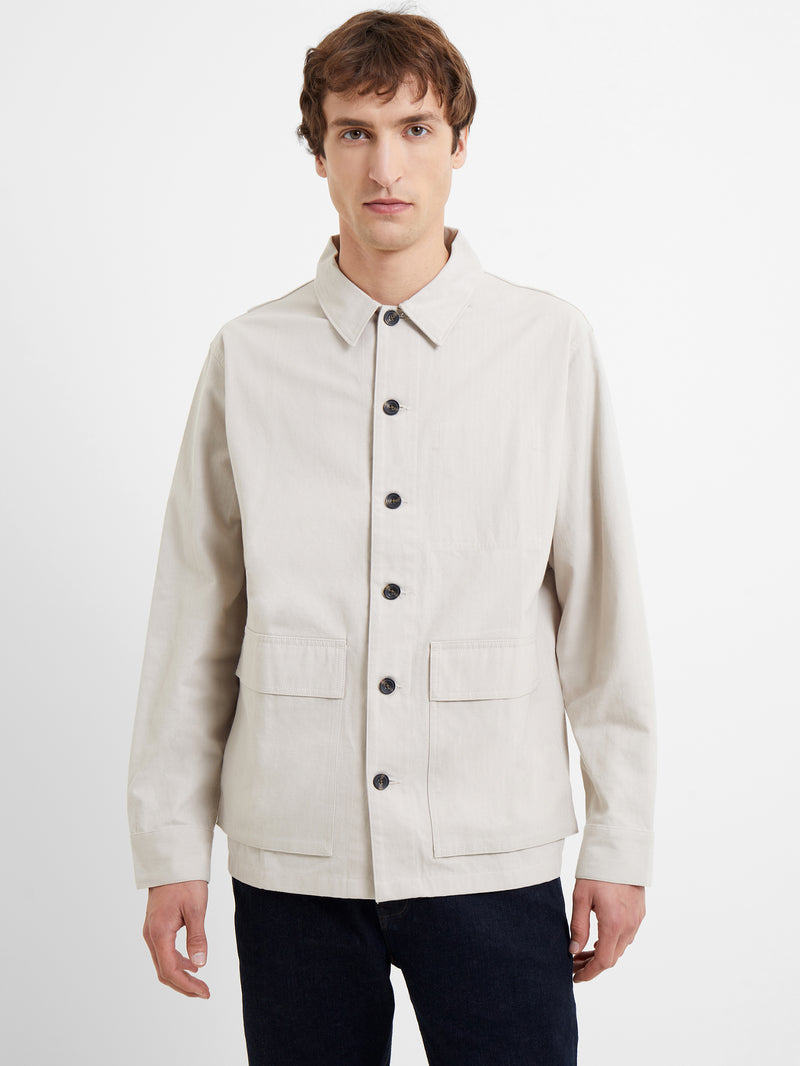Cotton Herringbone Overshirt Jacket Shadow Mint | French Connection US