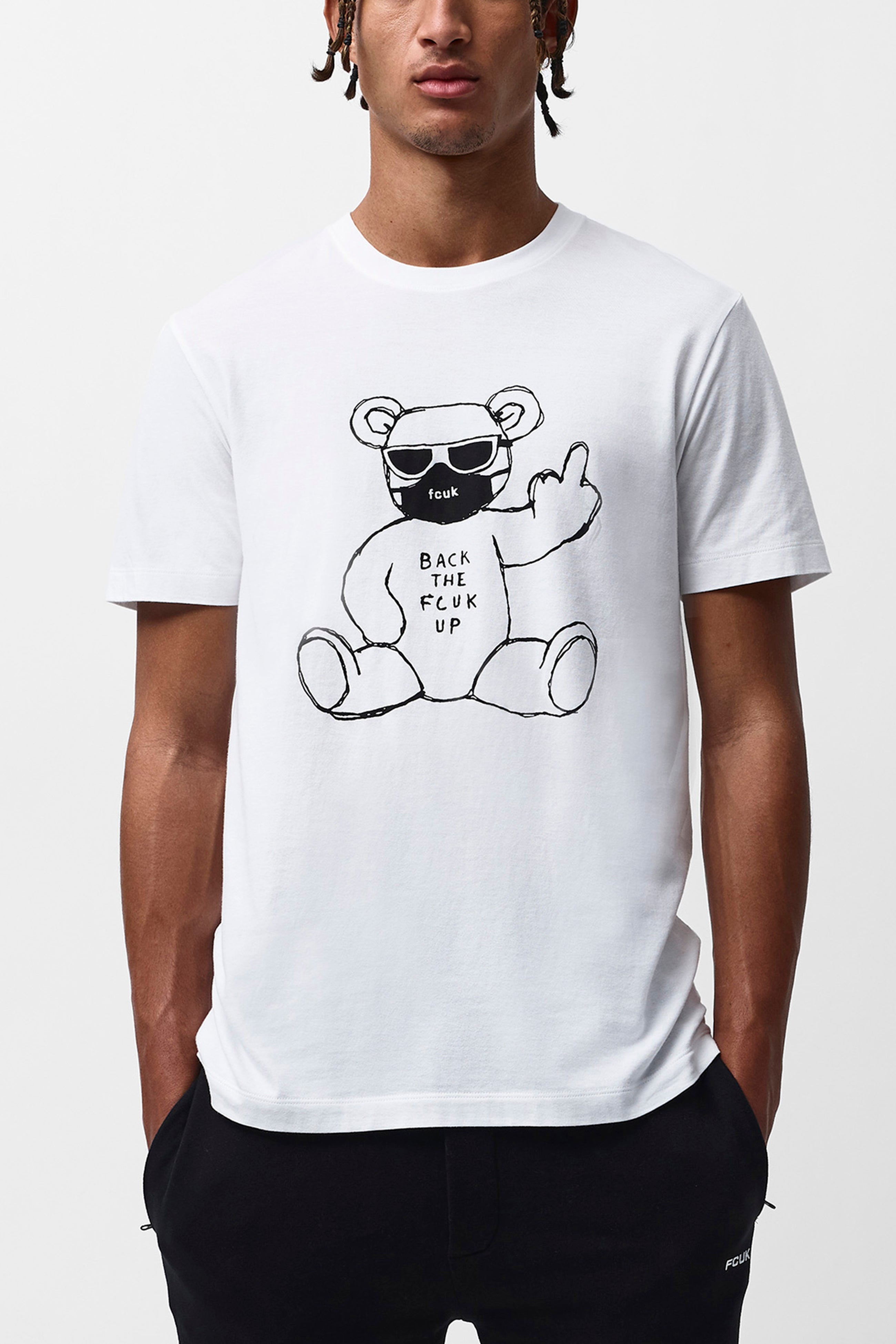 FCUK Rude Bear T-Shirt White/Black | French Connection US