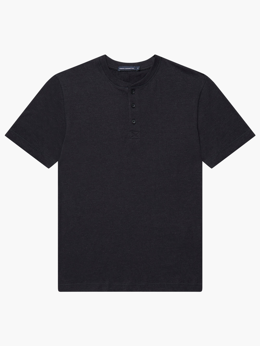 Jersey Short Sleeve Henley Shirt Black Onyx Melange | French Connection US
