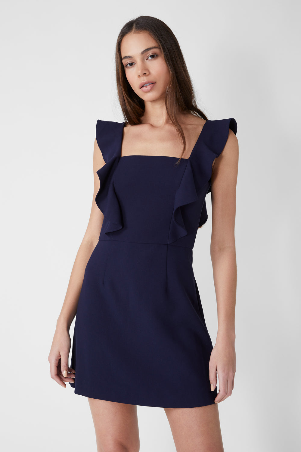 Whisper Square Neck Ruffle Dress Laurel | French Connection US