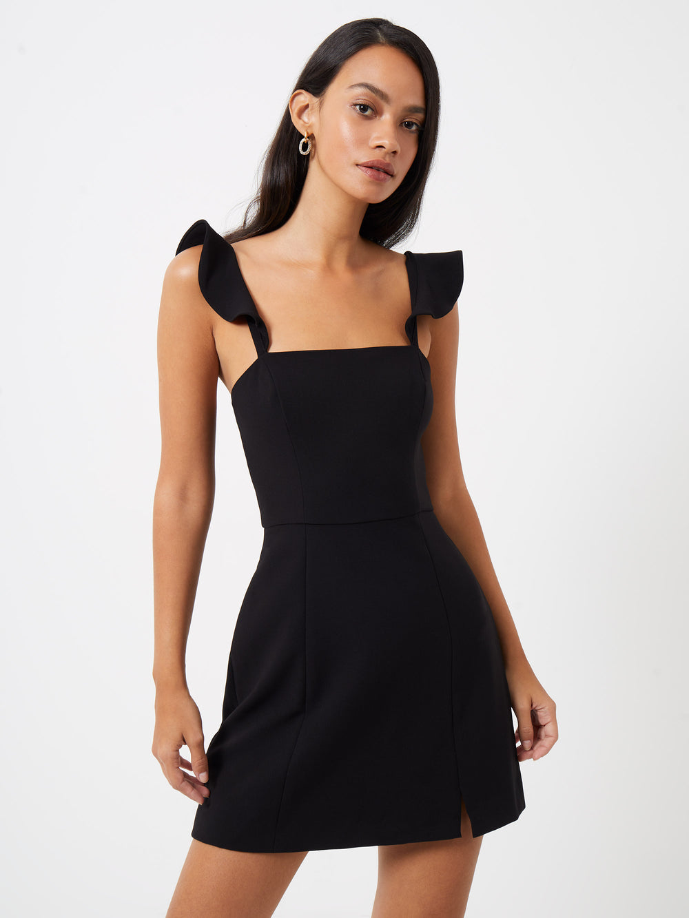 Whisper Ruffle Strap Dress Black | French Connection US