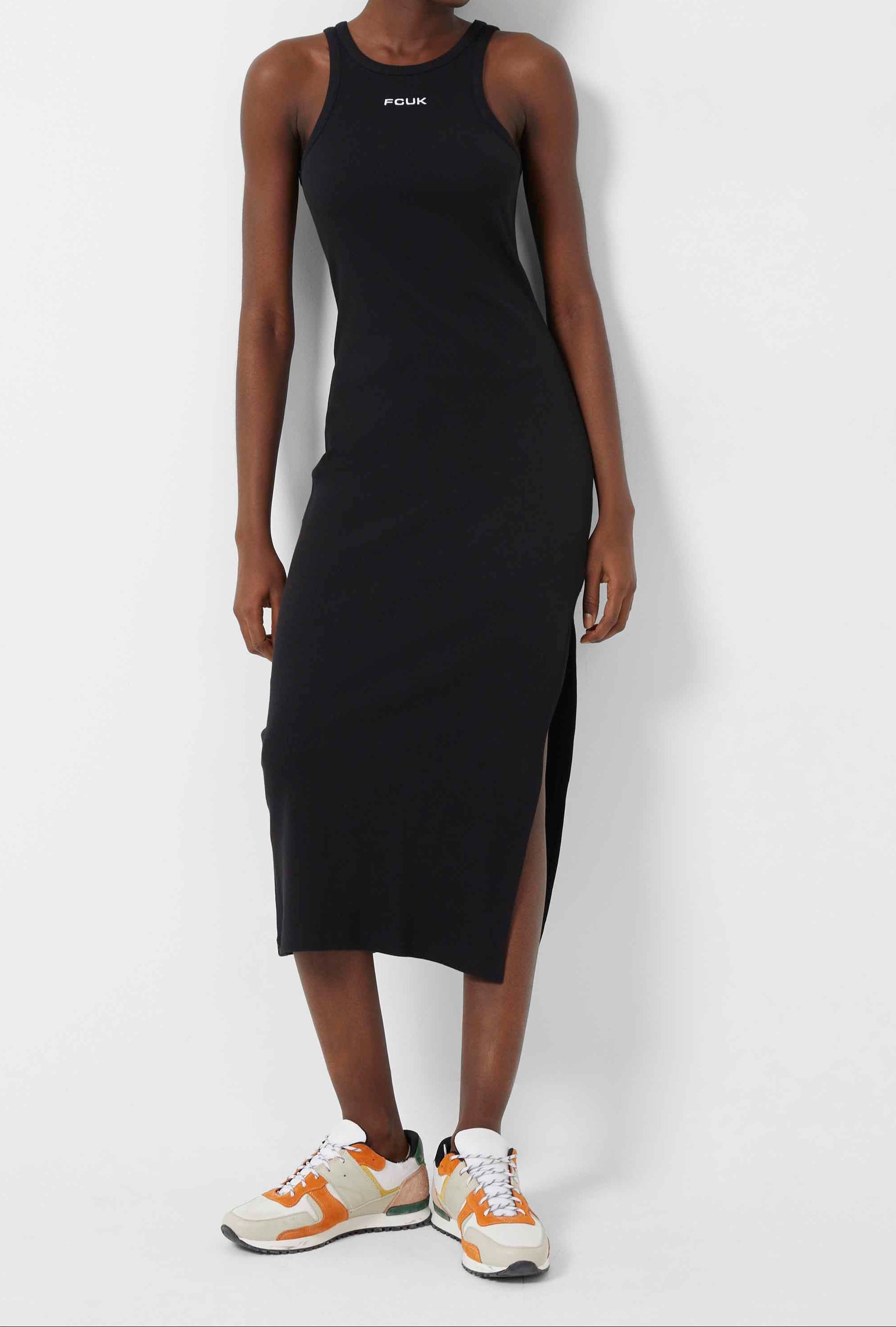 FCUK Ribbed Racer Midi Dress