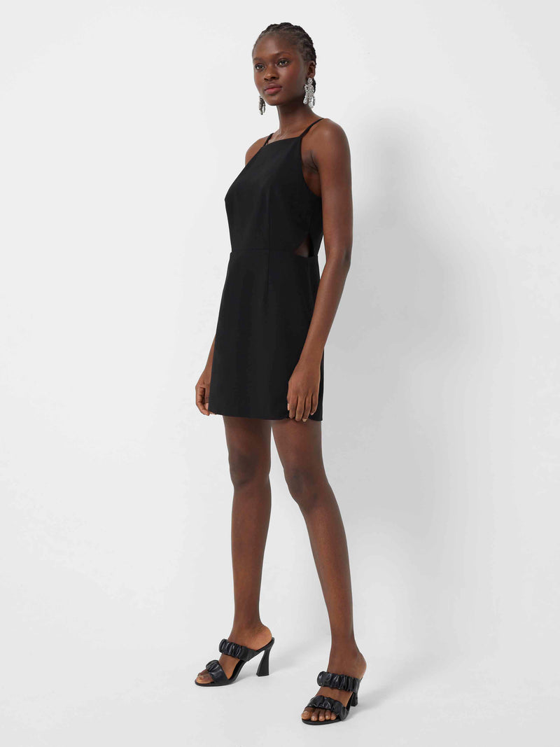 St. Agni | Linen Square Neck Mini Dress - Black