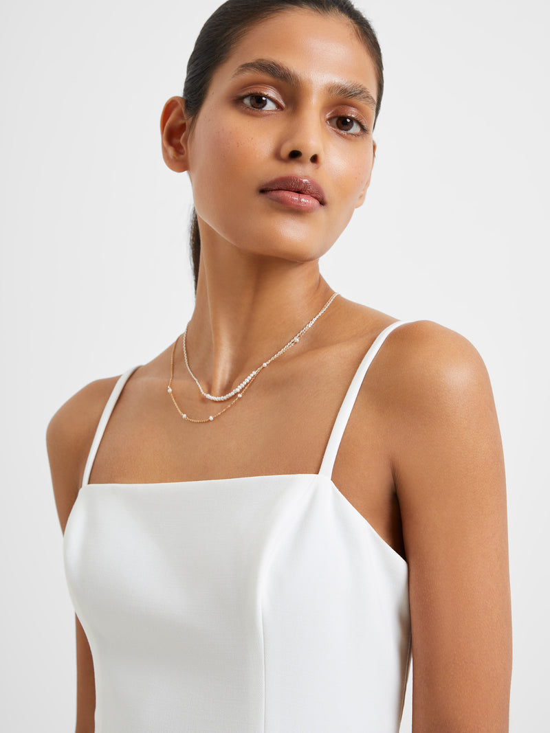 Whisper Straight Neck Mini Dress Summer White French Connection US