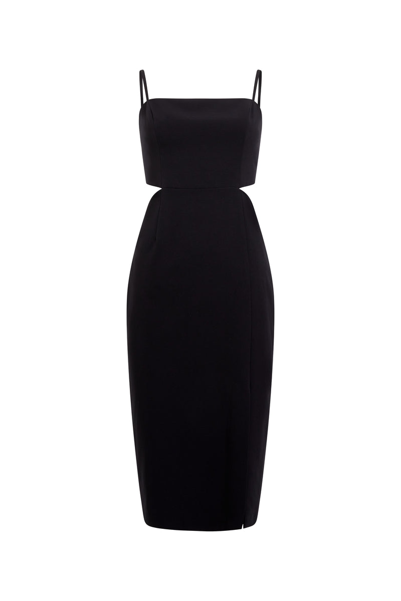 Echo Crepe Cut Out Slip Dress Black | French Connection US
