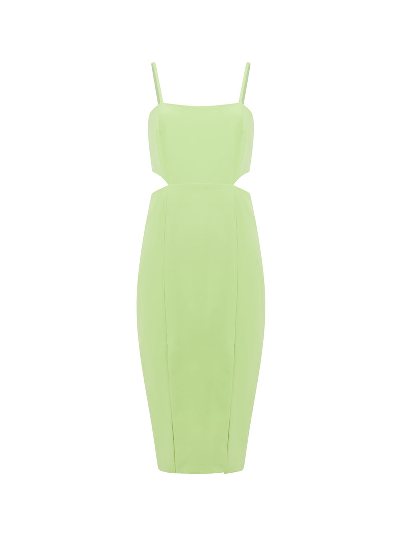 Echo Crepe Cut Out Slip Dress Sharp Green | French Connection US