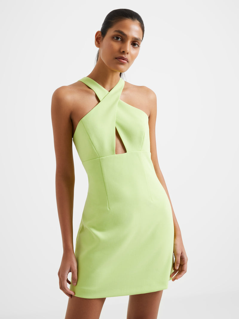 Whisper Ruth Crossover Neck Dress Sharp Green | French Connection US