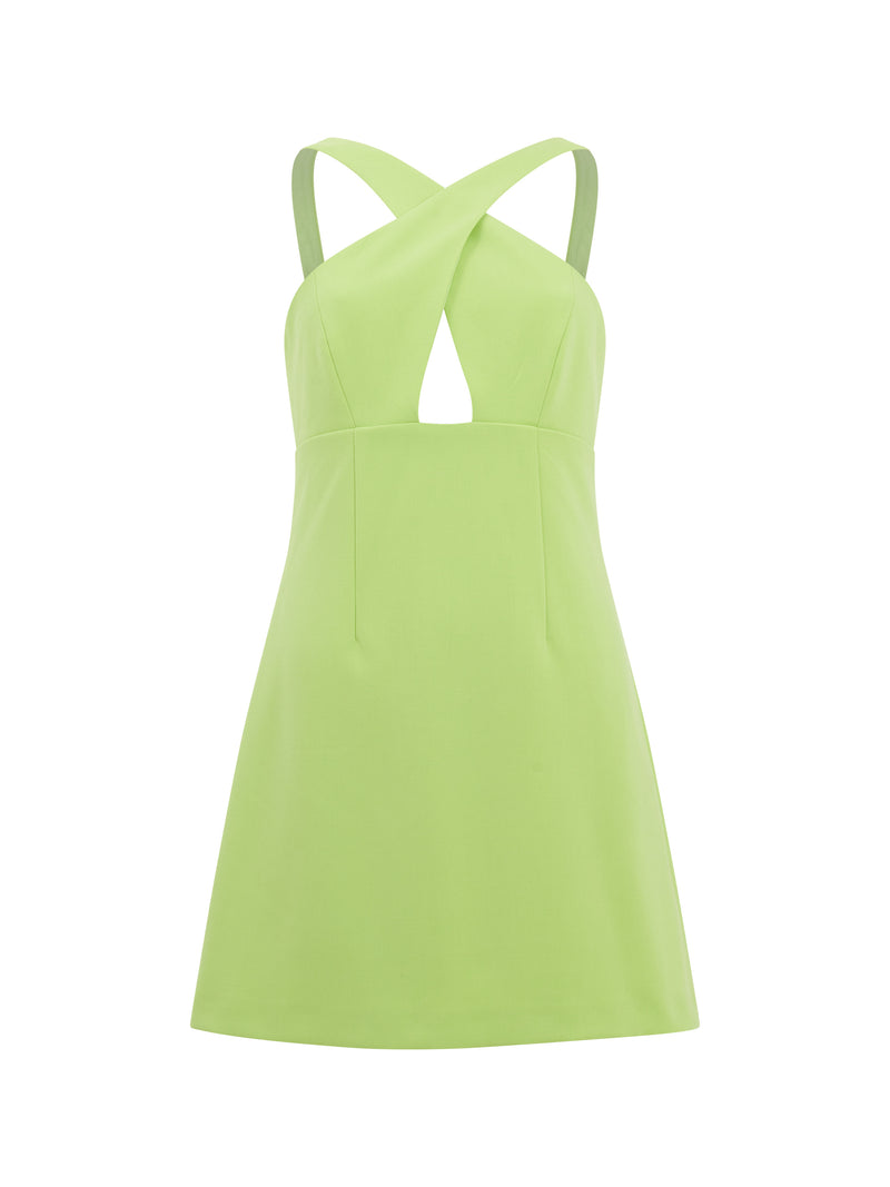 Whisper Ruth Crossover Neck Dress Sharp Green | French Connection US