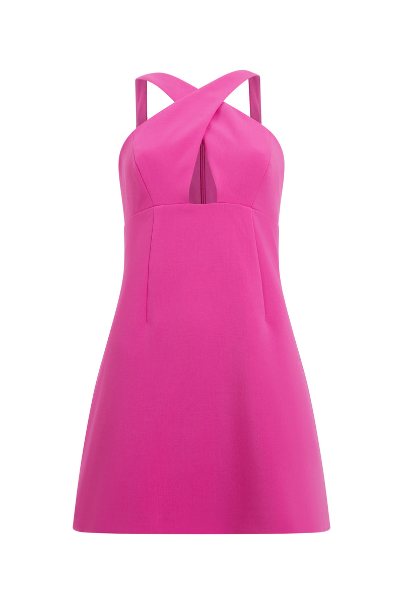 Whisper Ruth Crossover Neck Dress Wild Rosa | French Connection US