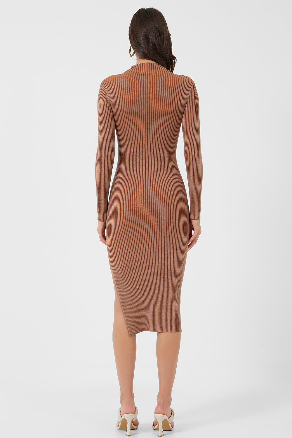 Mathilda Knit Cut Out Dress Camel/ Glazed Ginger French Connection US