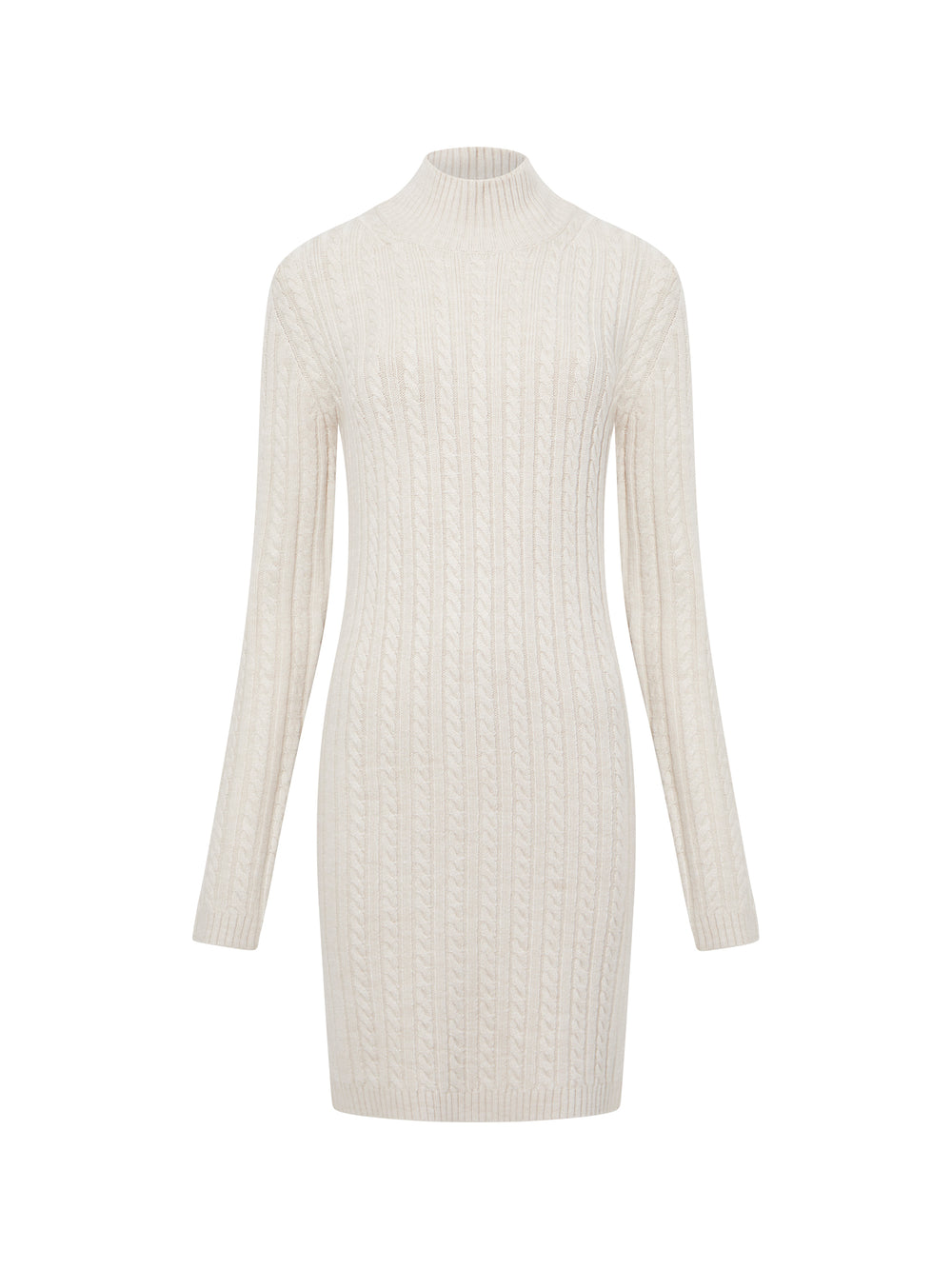 Katrin Cable Long Sleeve Dress Light Oatmeal Mel | French Connection US