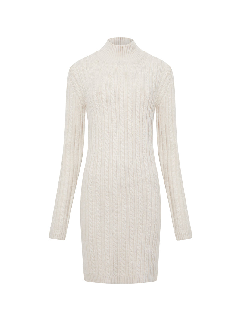 Oatmeal Katrin Dress Light Long Cable | Sleeve Connection US French Mel