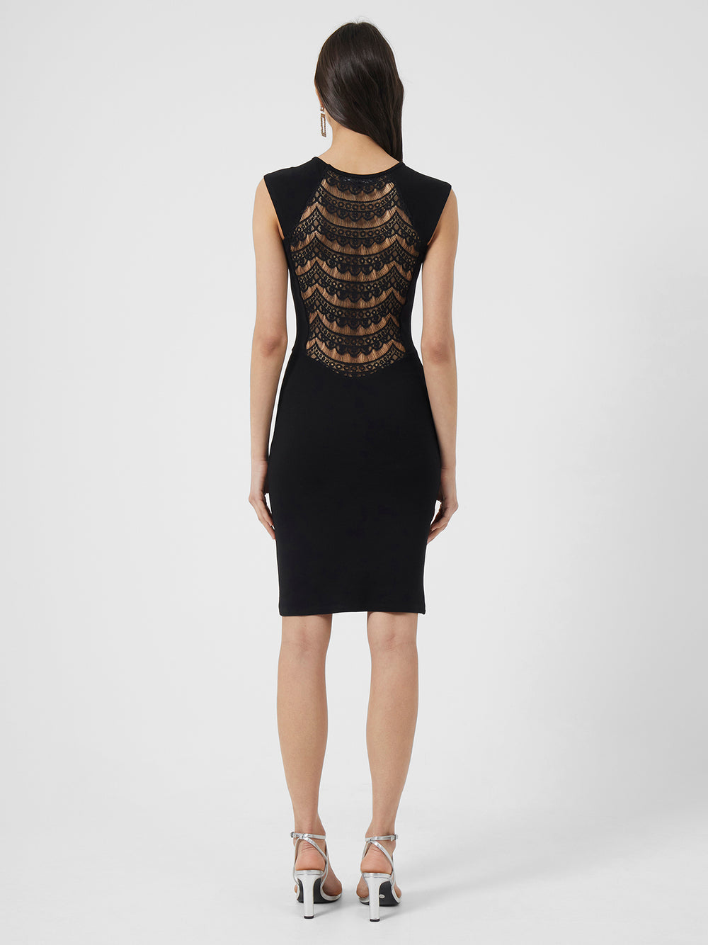 Viven Lace Cap Sleeve Dress Black | French Connection US