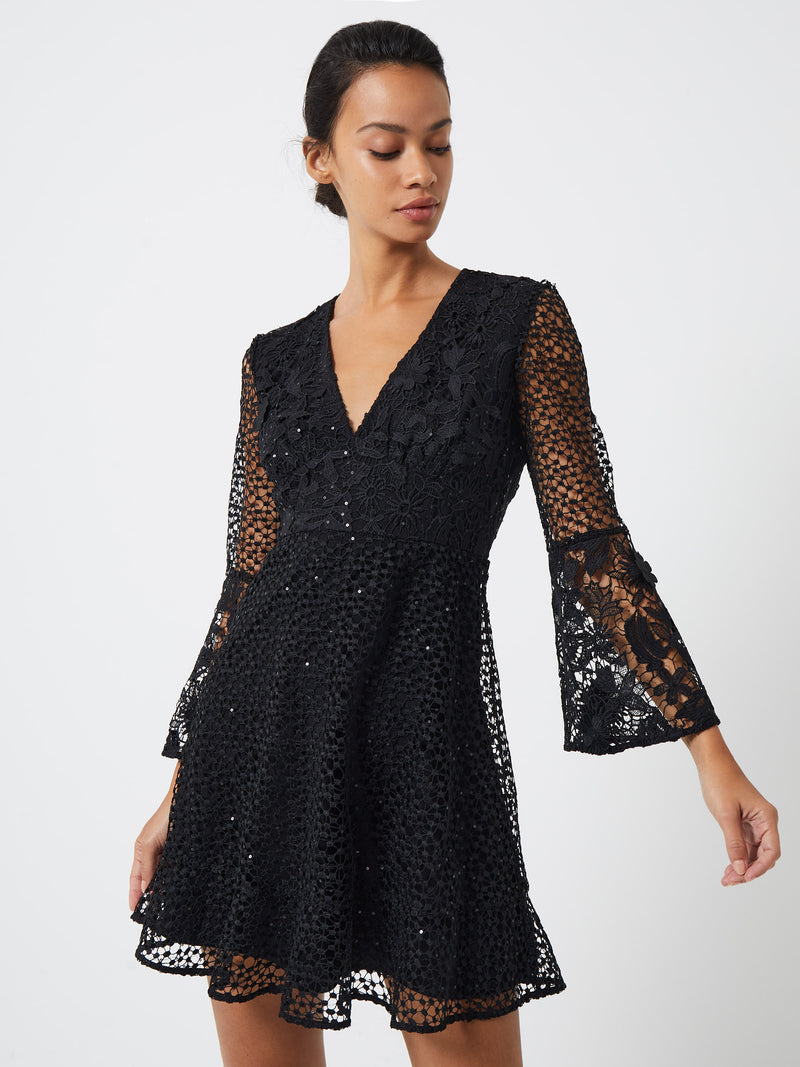 Gudrana Caballo Lace Dress Black | French Connection US