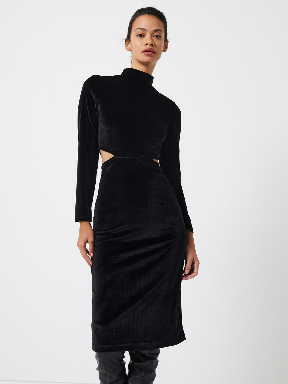 Sula Velvet Jersey Dress Black | French Connection US