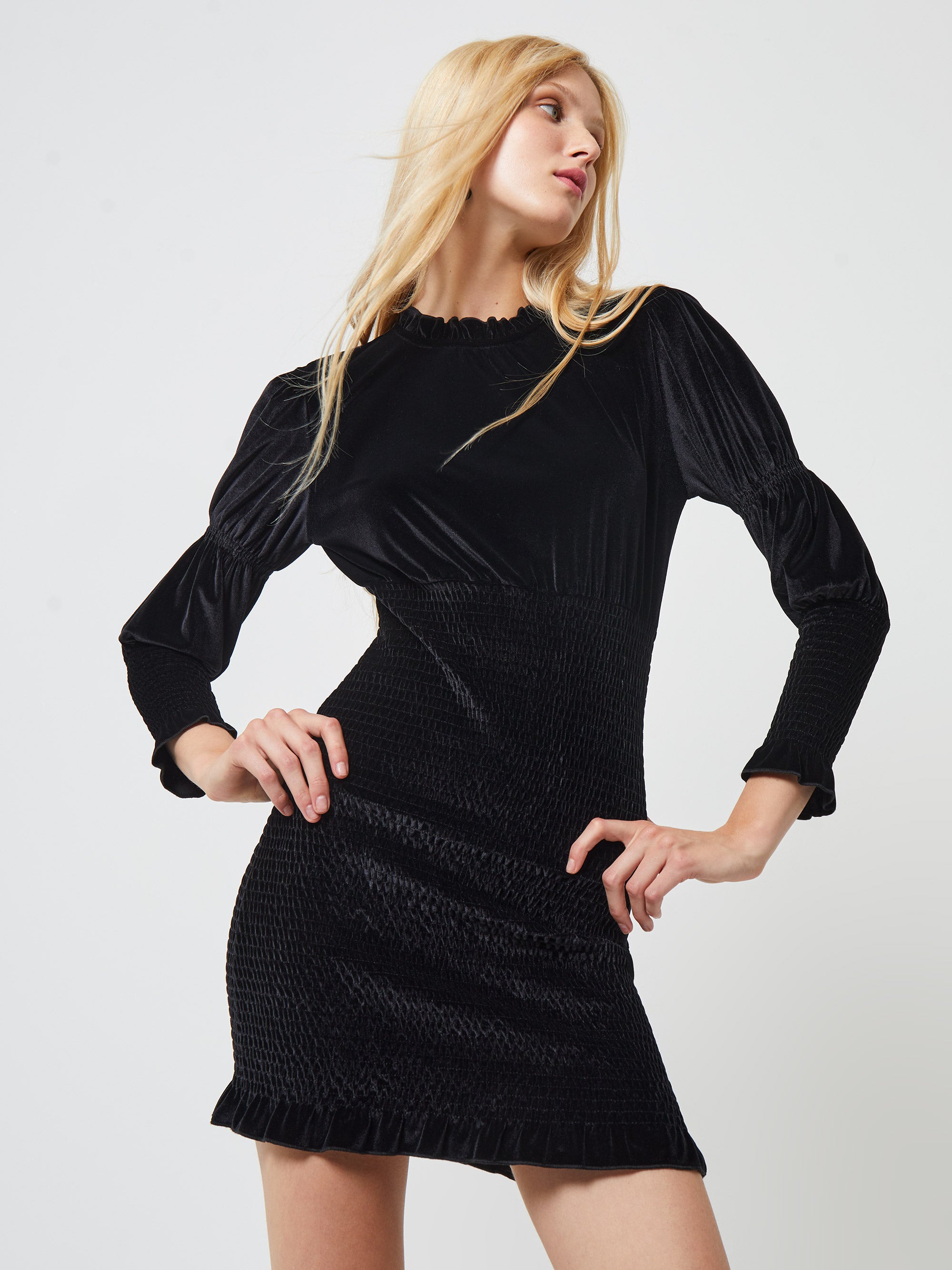 Sula Velvet Jersey Mini Dress Black | French Connection US