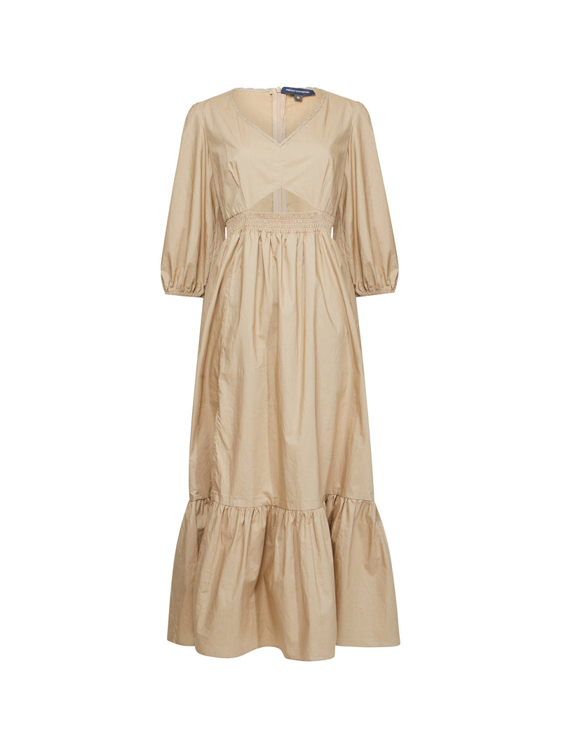 Rhodes Poplin Cut Out Midi Dress Incense | French Connection US