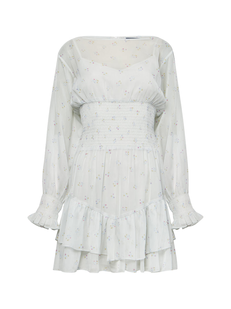 Cecilia Hallie Recycled Crinkle Ruffle Mini Dress Summer White | French ...