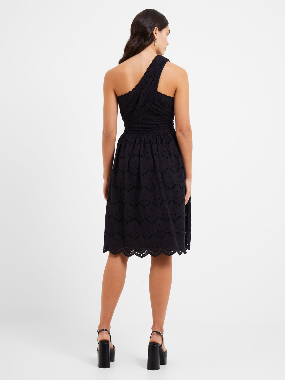 Appelona Broderie Anglaise One Shoulder Dress Black French Connection US