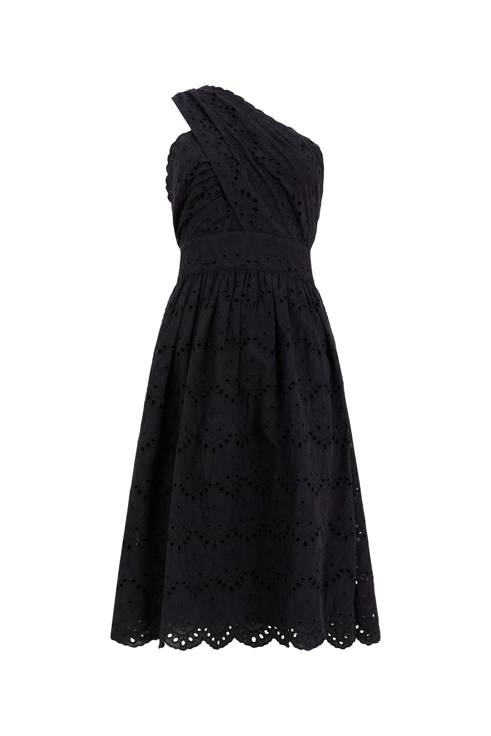 Appelona Broderie Anglaise One Shoulder Dress Black | French Connection US