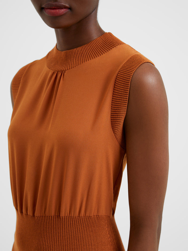 Krista Knits Sleeveless Rib Knit Dress Honey Bronze French Connection US