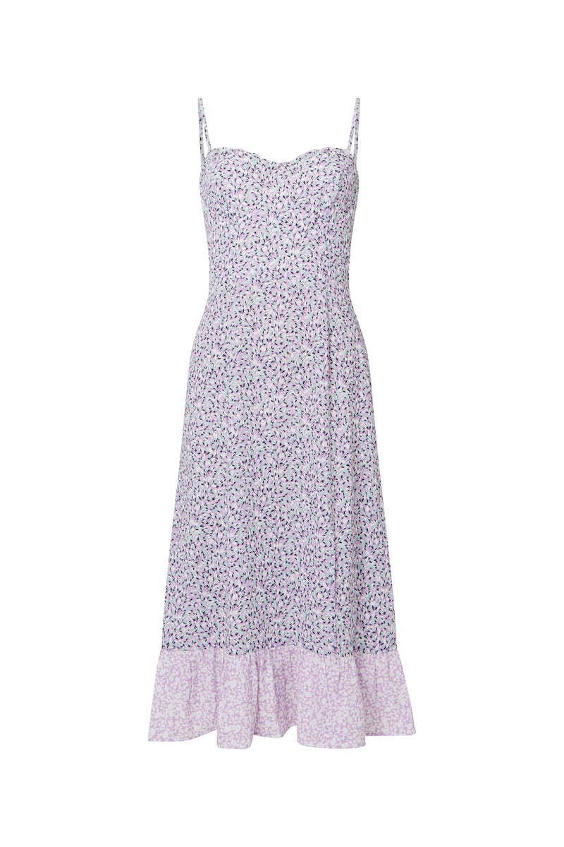 Enora Breya Verona Sweetheart Midi Dress Sheer Lilac | French Connection US