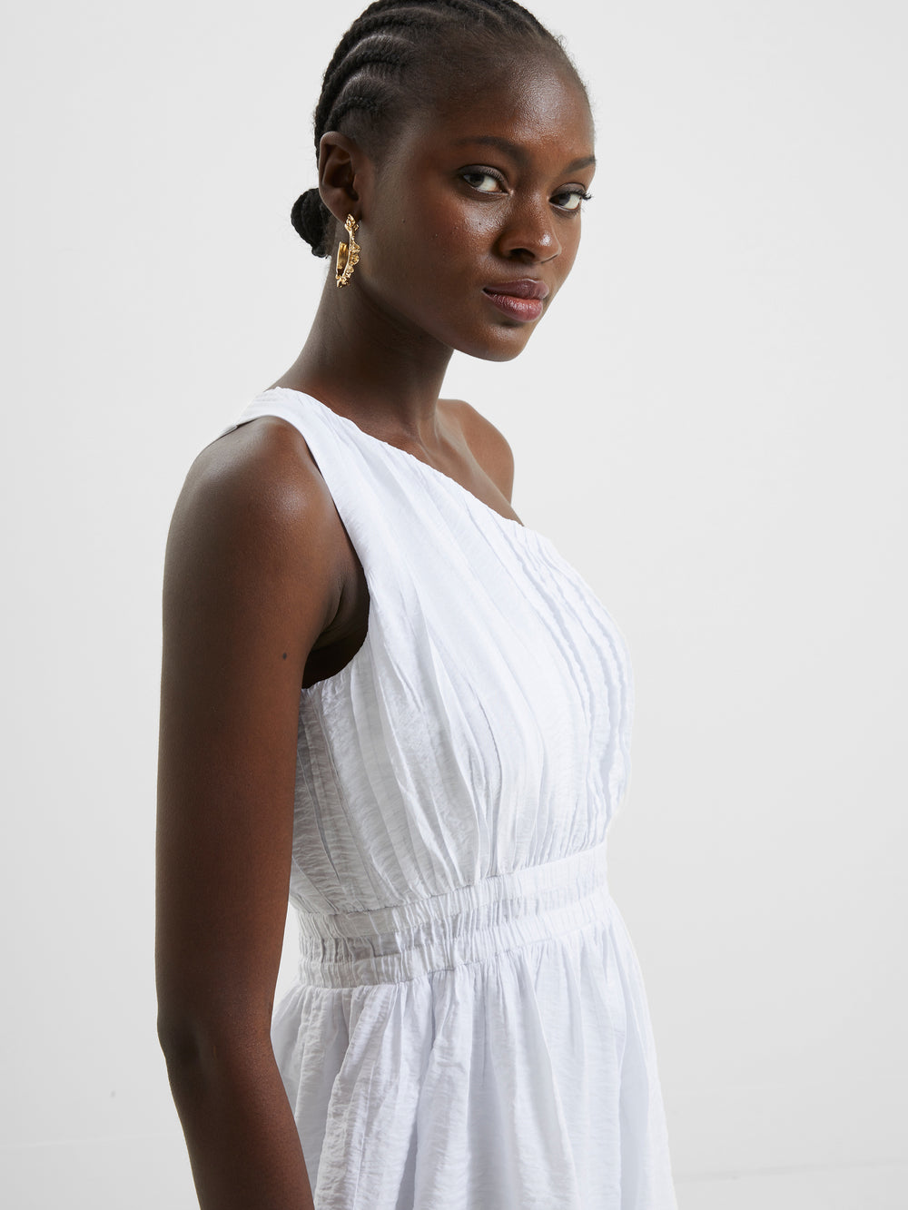 Faron Drape One Shoulder Mini Dress Linen White | French Connection US