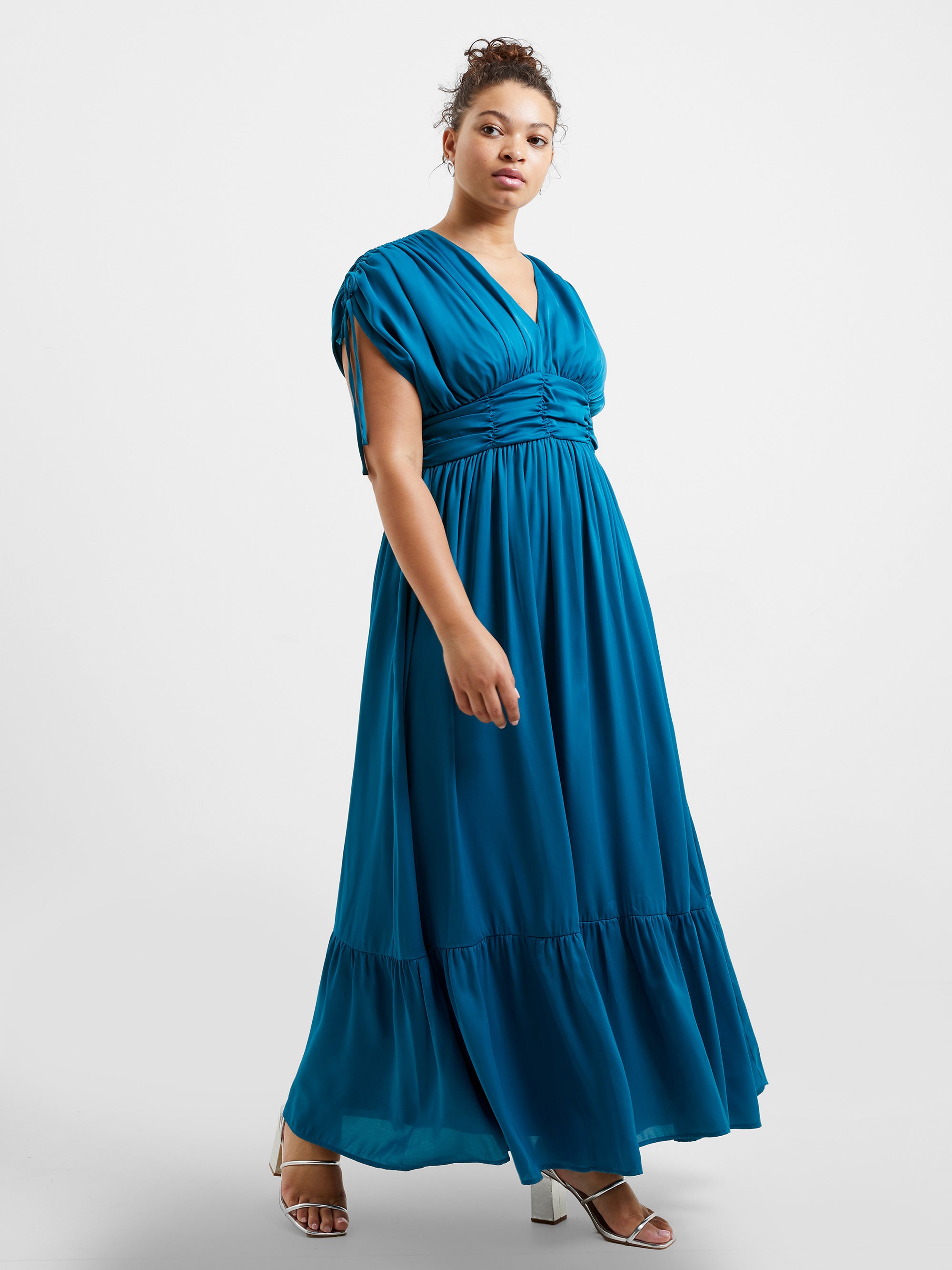 US Audrey French Maxi Connection Ocean Depths Dress Satin |