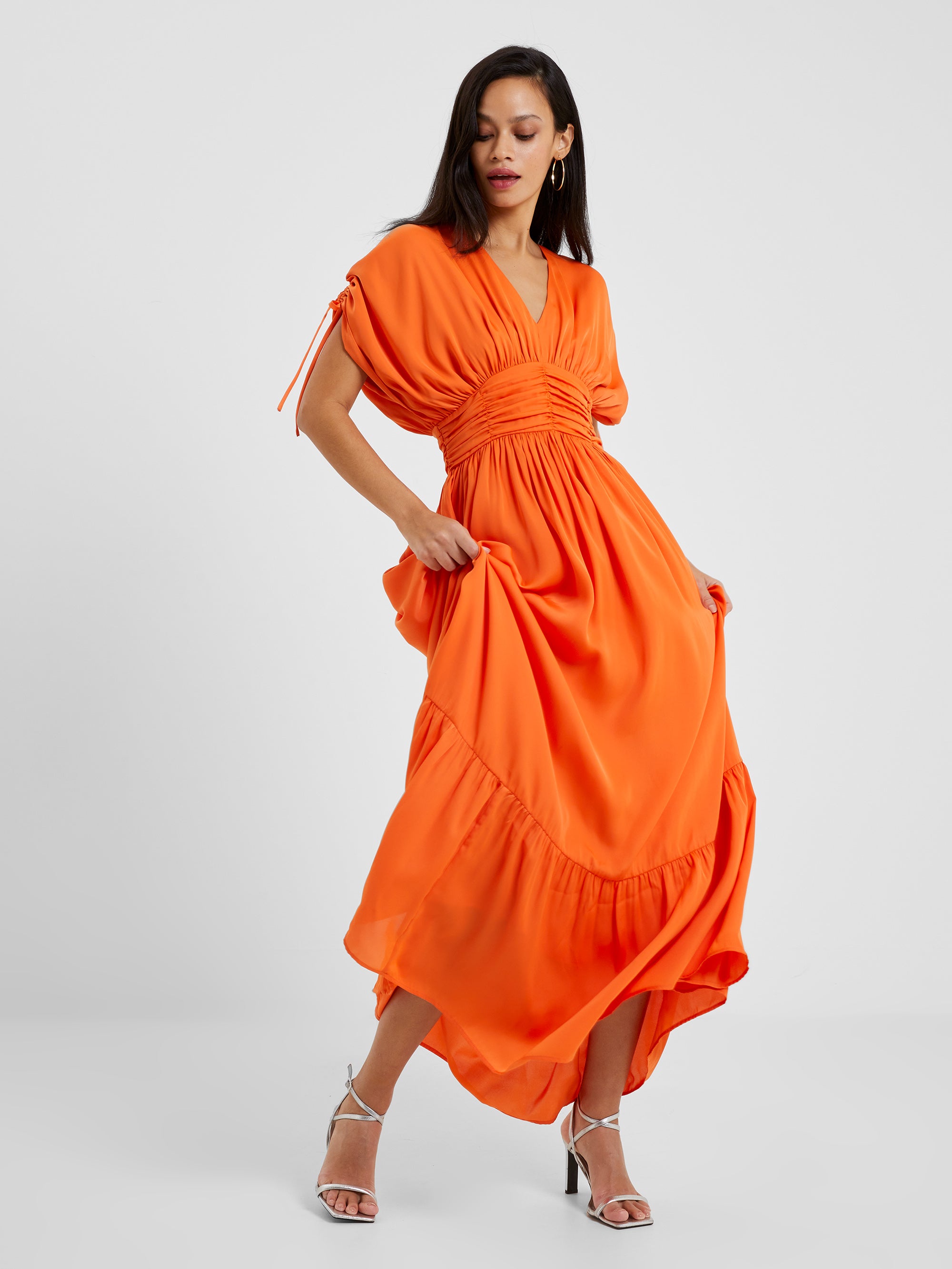 Audrey Satin Maxi Dress Mandarin Orange | French Connection US