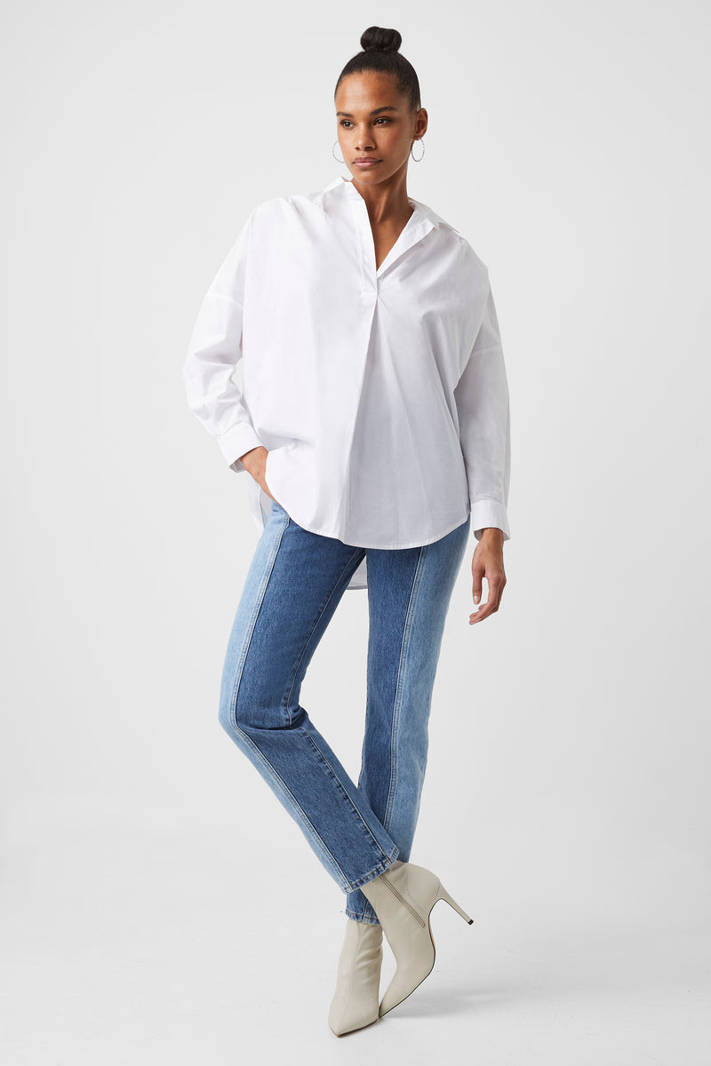 Rhodes Poplin Relaxed Fit Shirt Linen White | French Connection US