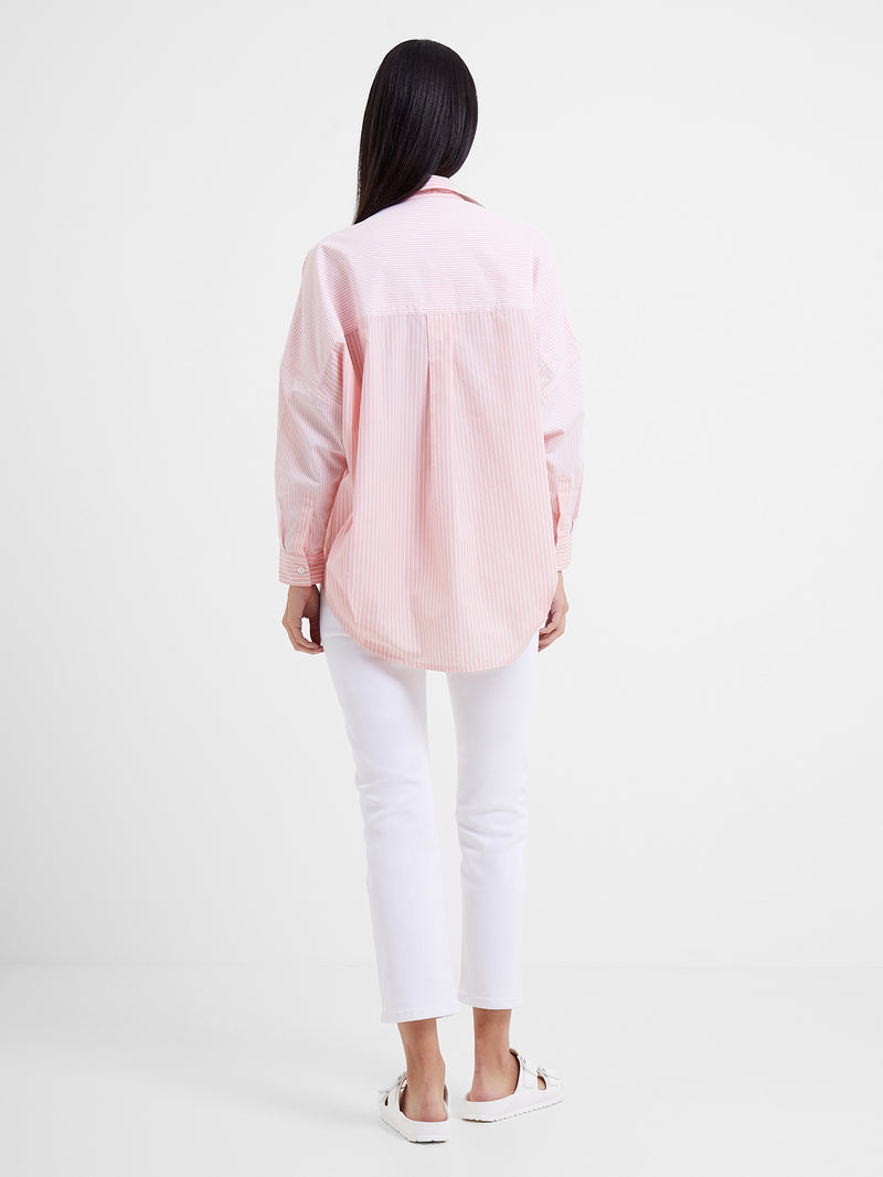 Rhodes Poplin Striped Popover Shirt Lotus Pink | French Connection US