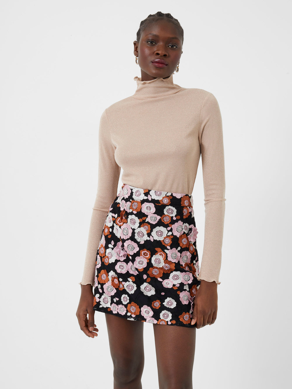 Astrida Aliyha Lace Mini Skirt Moonless Night Multi | French 