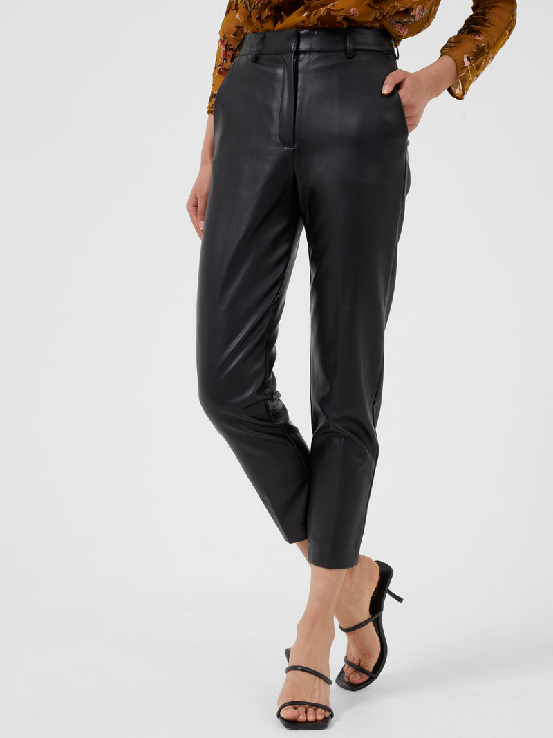 Crolenda PU Tapered Trouser Black | French Connection US