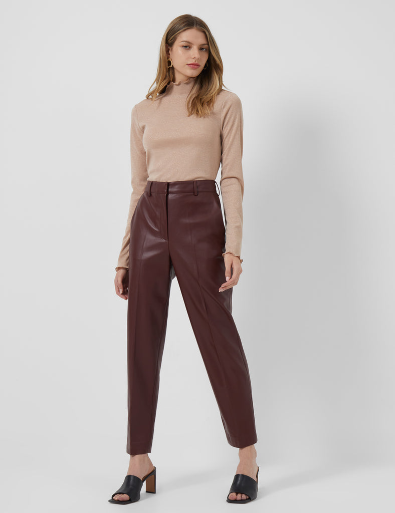 Crolenda PU Tapered Trouser Bitter Chocolate | French Connection US