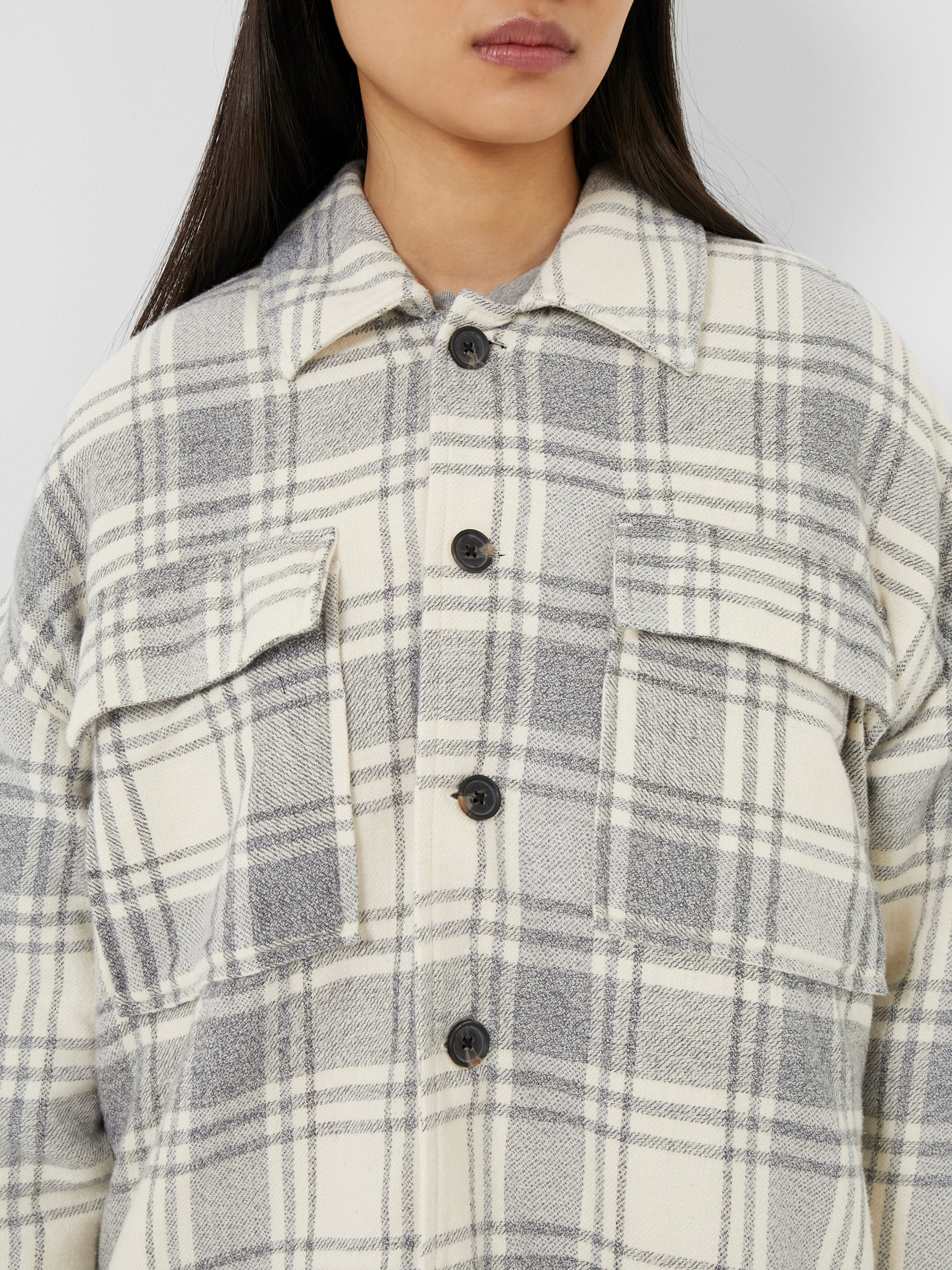 Caty Checked Shacket Multi | French Connection US