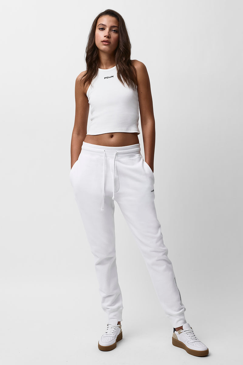 FCUK CROPPED RIBBED RACER VEST WHITE | French Connection US
