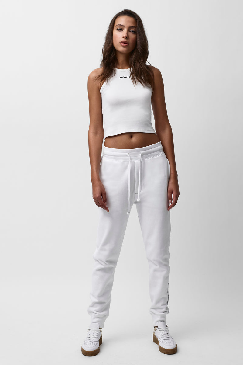 FCUK CROPPED RIBBED RACER VEST WHITE French Connection US