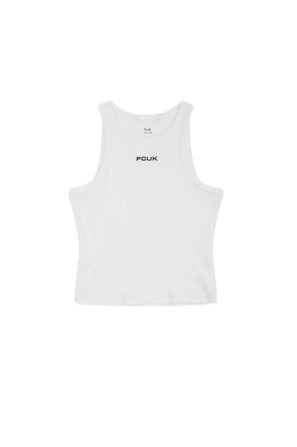 FCUK CROPPED RIBBED RACER VEST WHITE | French Connection US