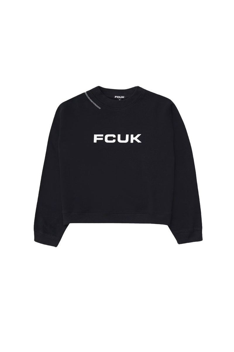 FCUK Shrunken Crewneck Black | French Connection US