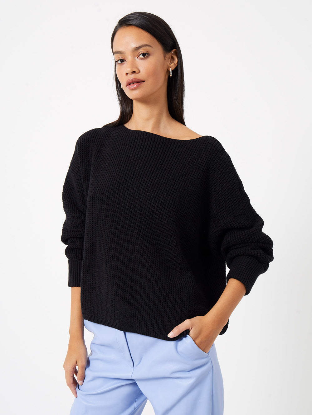 Waffle Knit Sweater Black | French Connection US