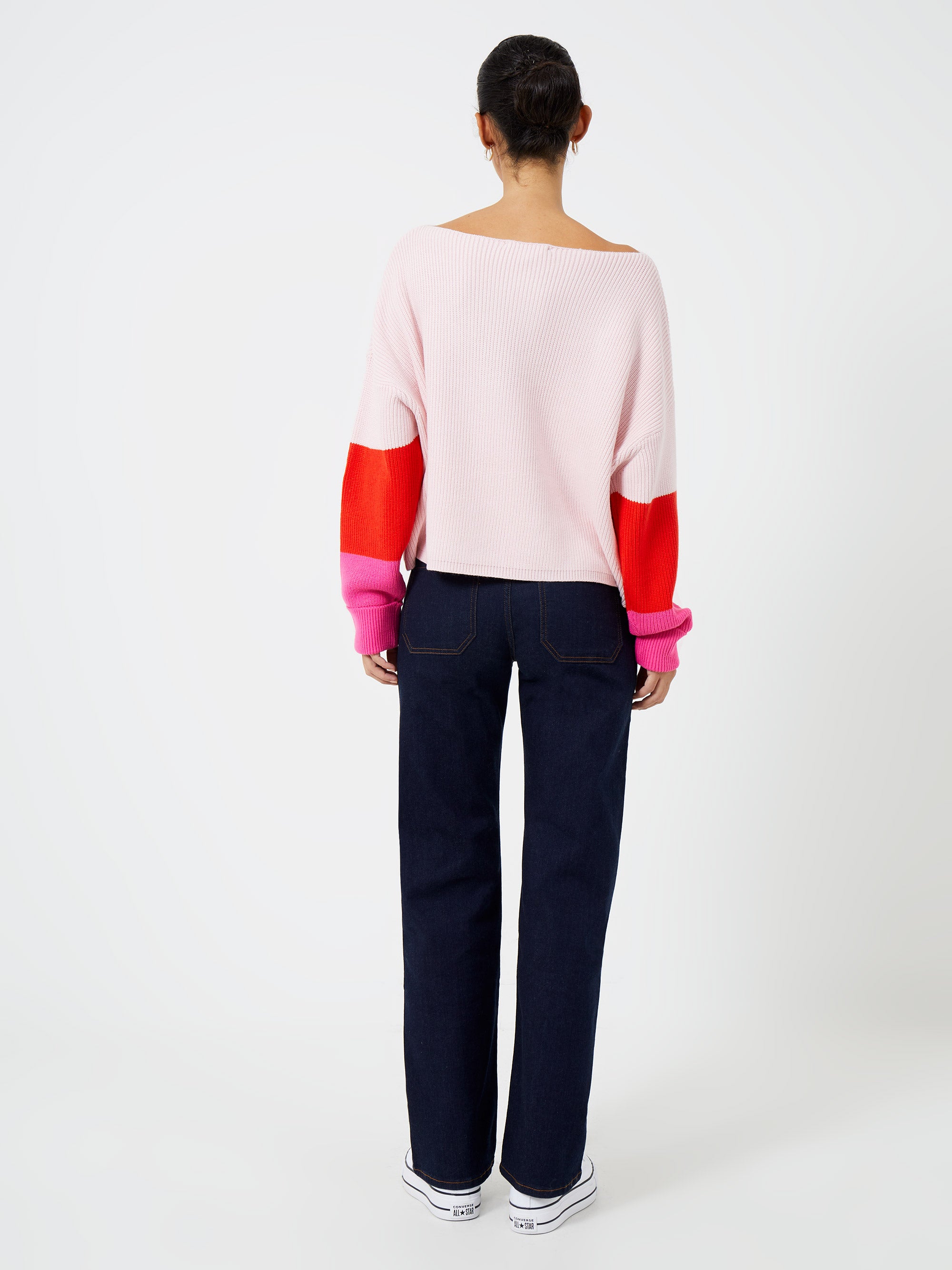 Babysoft Color Block Sweater Chalk Pink/ Fiery Red/ Bright