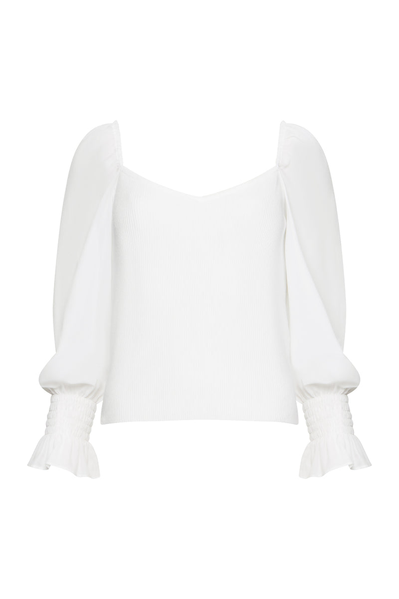 Maia Krista Crepe Mix Sweater Summer White | French Connection US