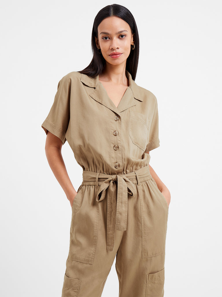 Elkie Twill Boiler Suit Incense | French Connection US