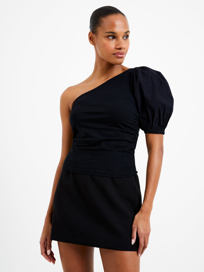 mm Sømand beton Rosanna One Shoulder Puff Sleeve Top Black | French Connection US