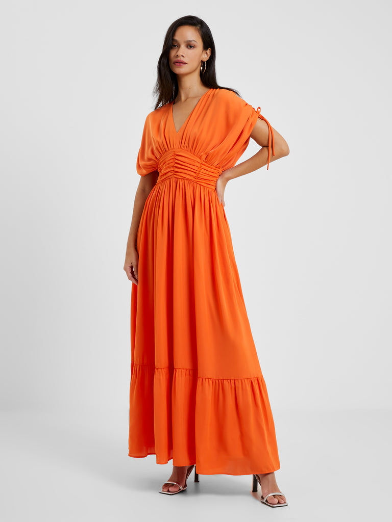 Audrey Satin Maxi Dress Mandarin Orange | French Connection US